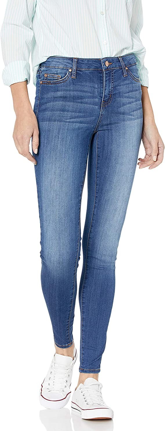 Celebrity Pink Jeans Women's Infinite Stretch Mid Rise Skinny Jeans, Kings of Leon Md, 7